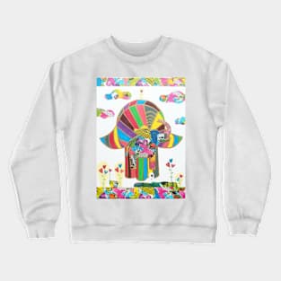 Elephant Hamsa by Harriette Knight Crewneck Sweatshirt